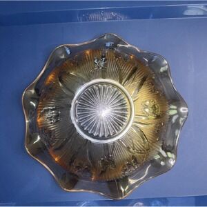 Vtg RARE Carnival Glass Bowl,Iris & Herringbone Pattern By Jeannette Glass Co.